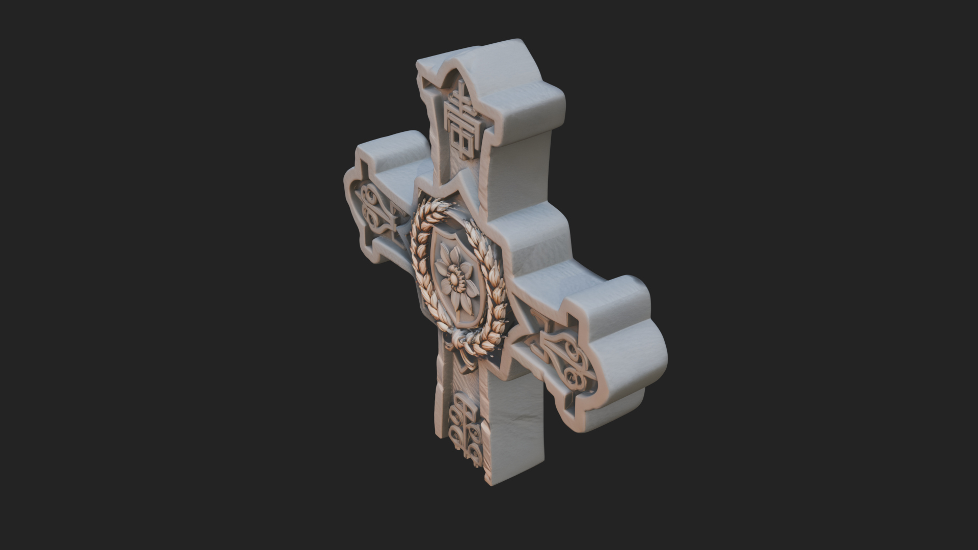 Carved Relief Wall Cross Design 351 3D Print Model 3D Model
