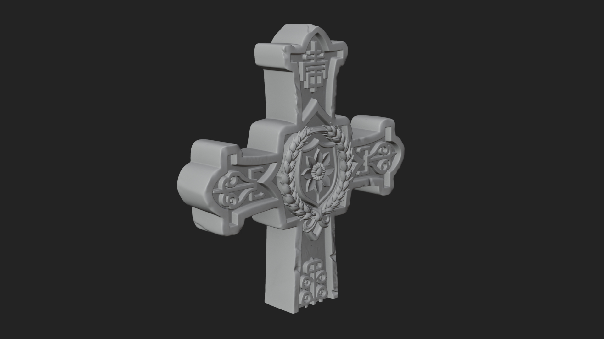 Carved Relief Wall Cross Design 351 3D Print Model 3D Model