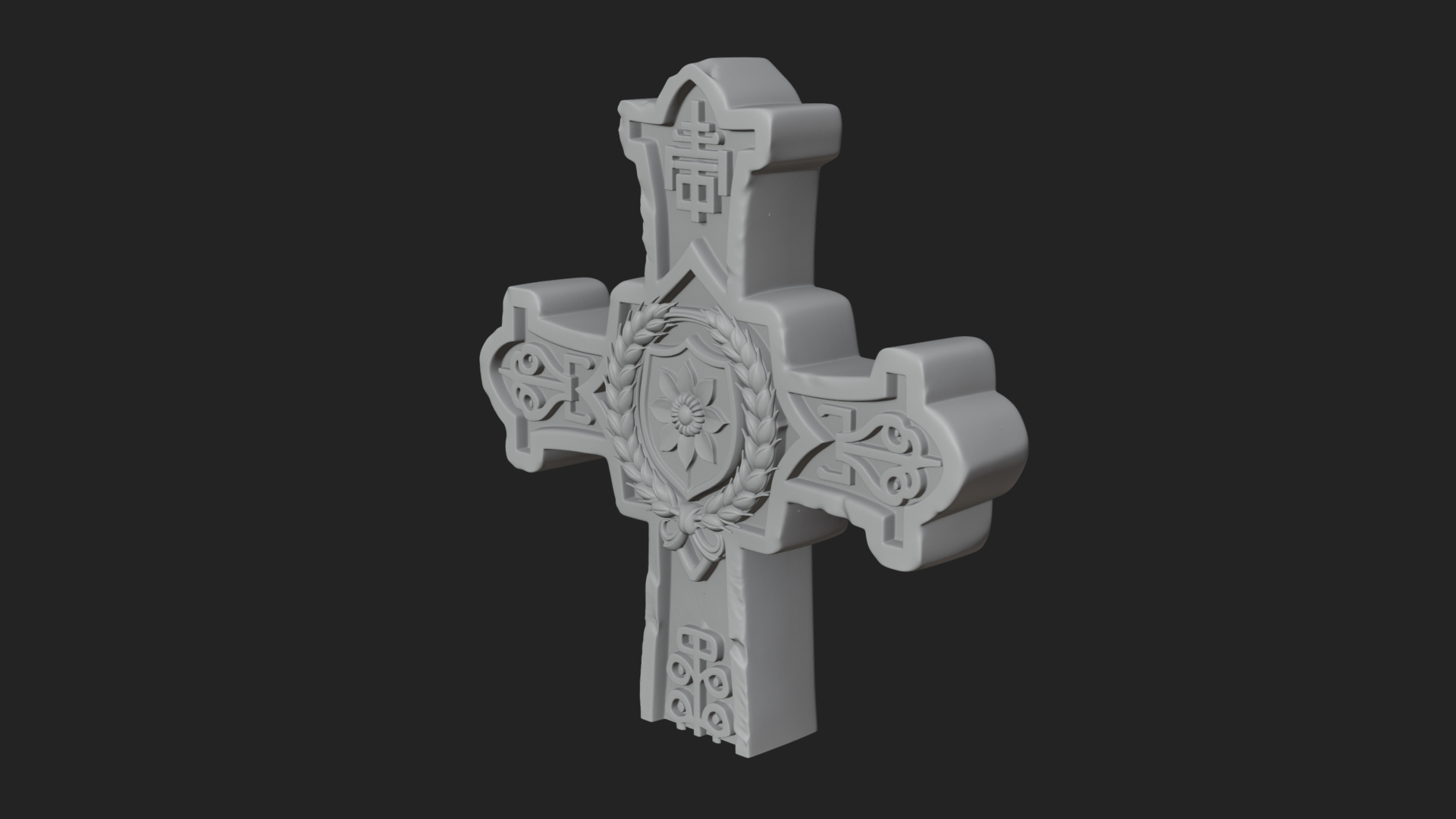 Carved Relief Wall Cross Design 351 3D Print Model 3D Model