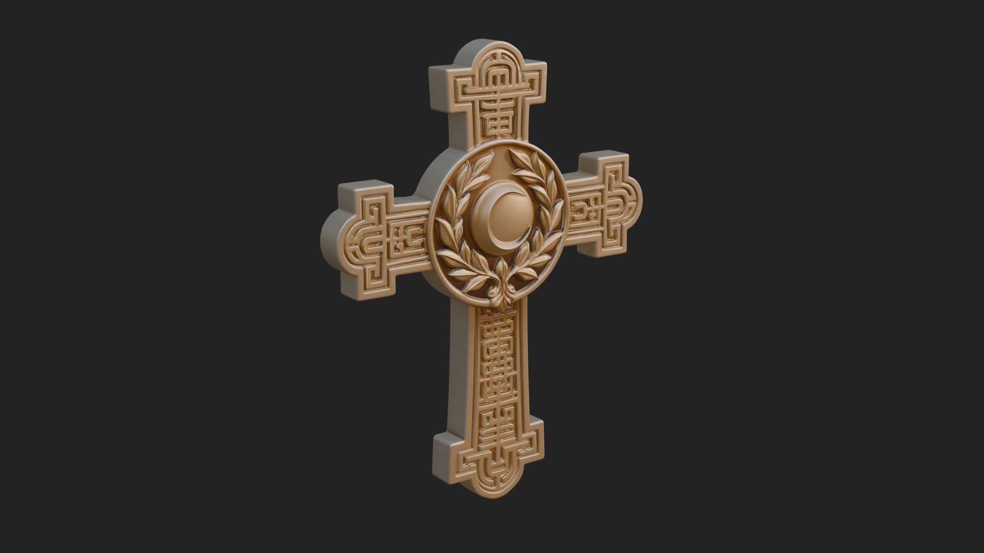 Carved Relief Wall Cross Design 352 3D Print Model 3D Model