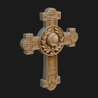 Carved Relief Wall Cross Design 352 3D Print Model