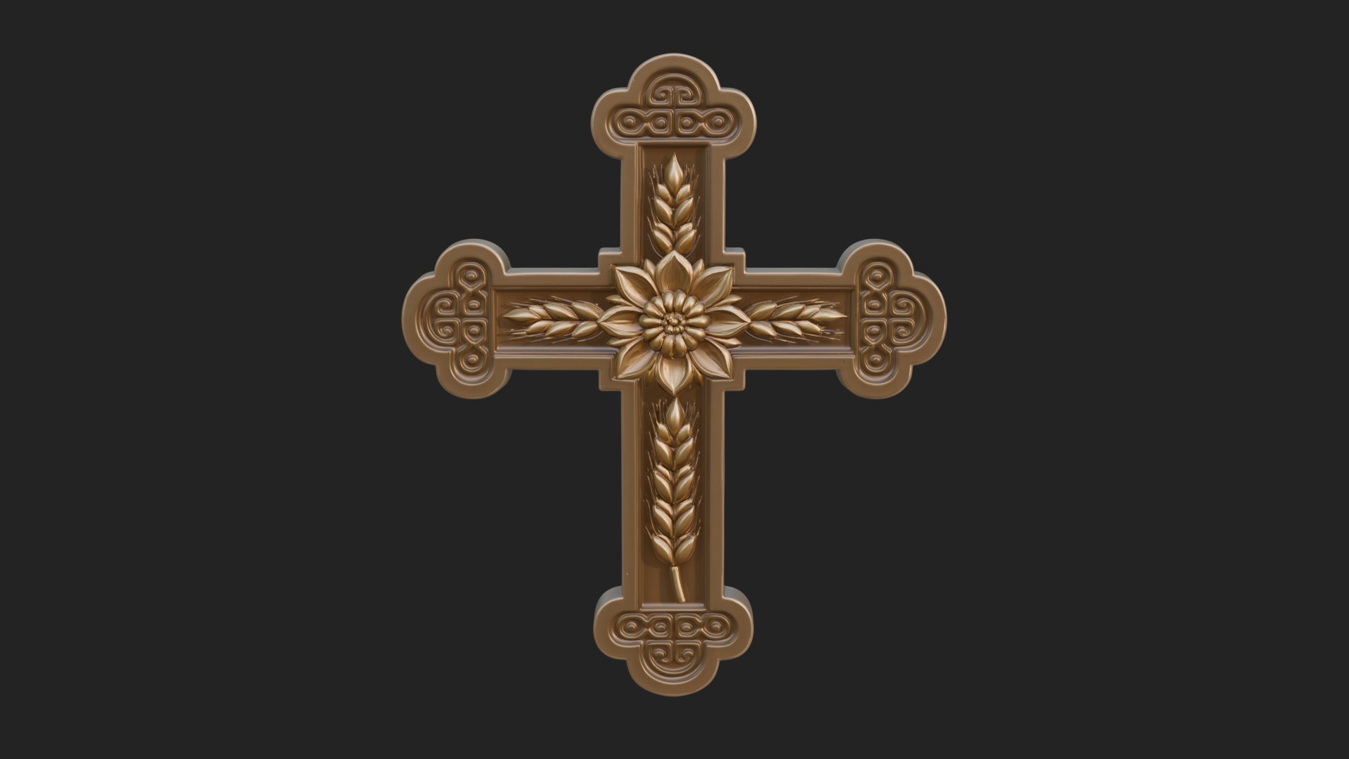 Carved Relief Wall Cross Design 353 3D Print Model 3D Model