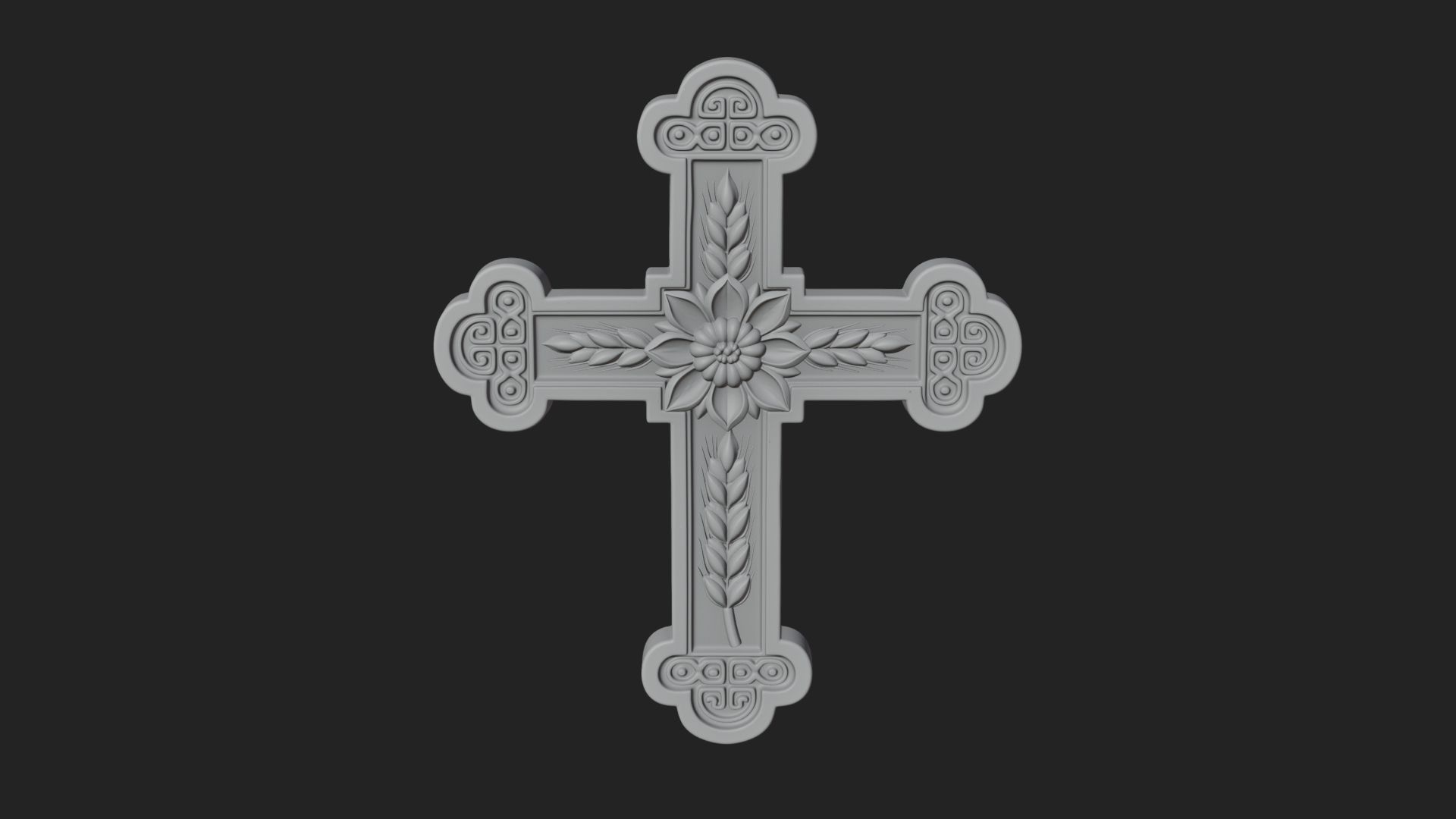 Carved Relief Wall Cross Design 353 3D Print Model 3D Model