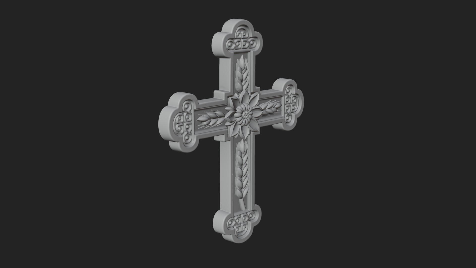 Carved Relief Wall Cross Design 353 3D Print Model 3D Model