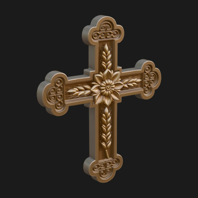 Carved Relief Wall Cross Design 353 3D Print Model