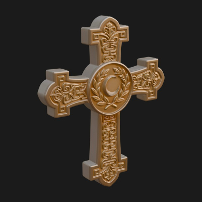Carved Relief Wall Cross Design 354 3D Print Model
