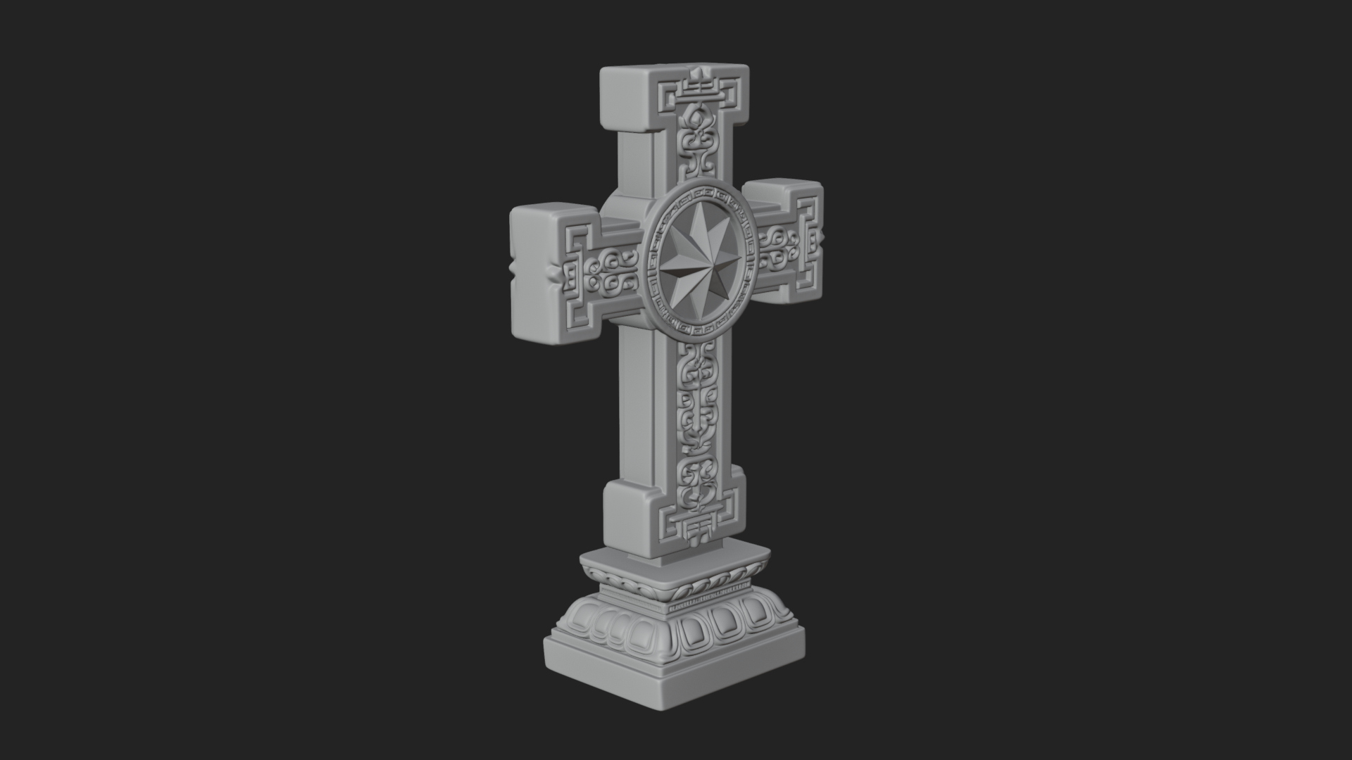 Carved Relief Wall Cross Design 357 3D Print Model 3D Model