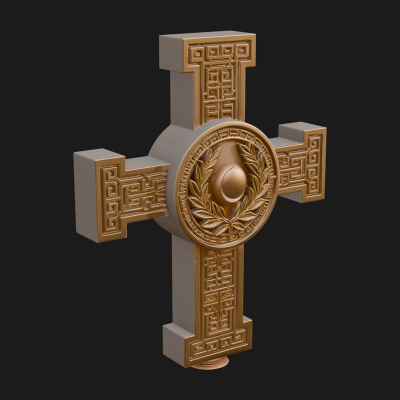 Carved Relief Wall Cross Design 358 3D Print Model