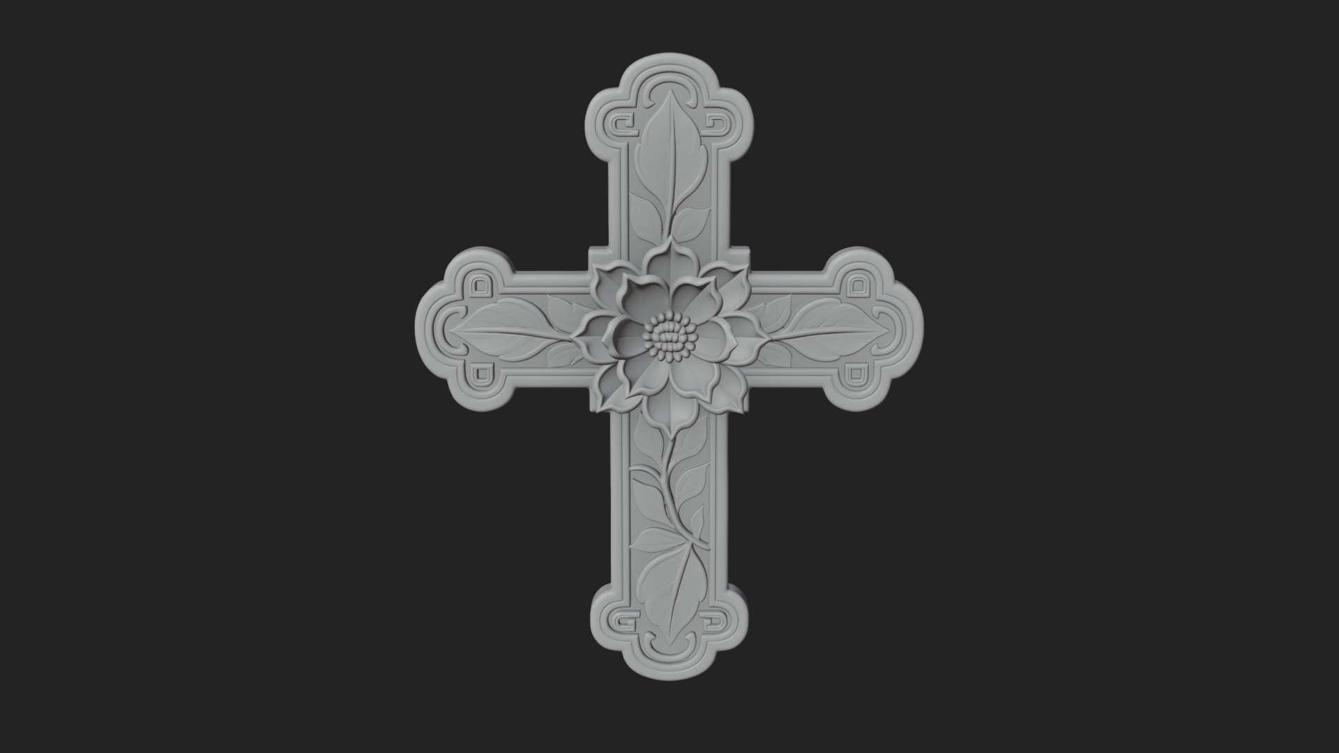 Carved Relief Wall Cross Design 36 3D Print Model 3D Model