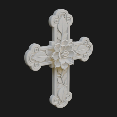 Carved Relief Wall Cross Design 36 3D Print Model