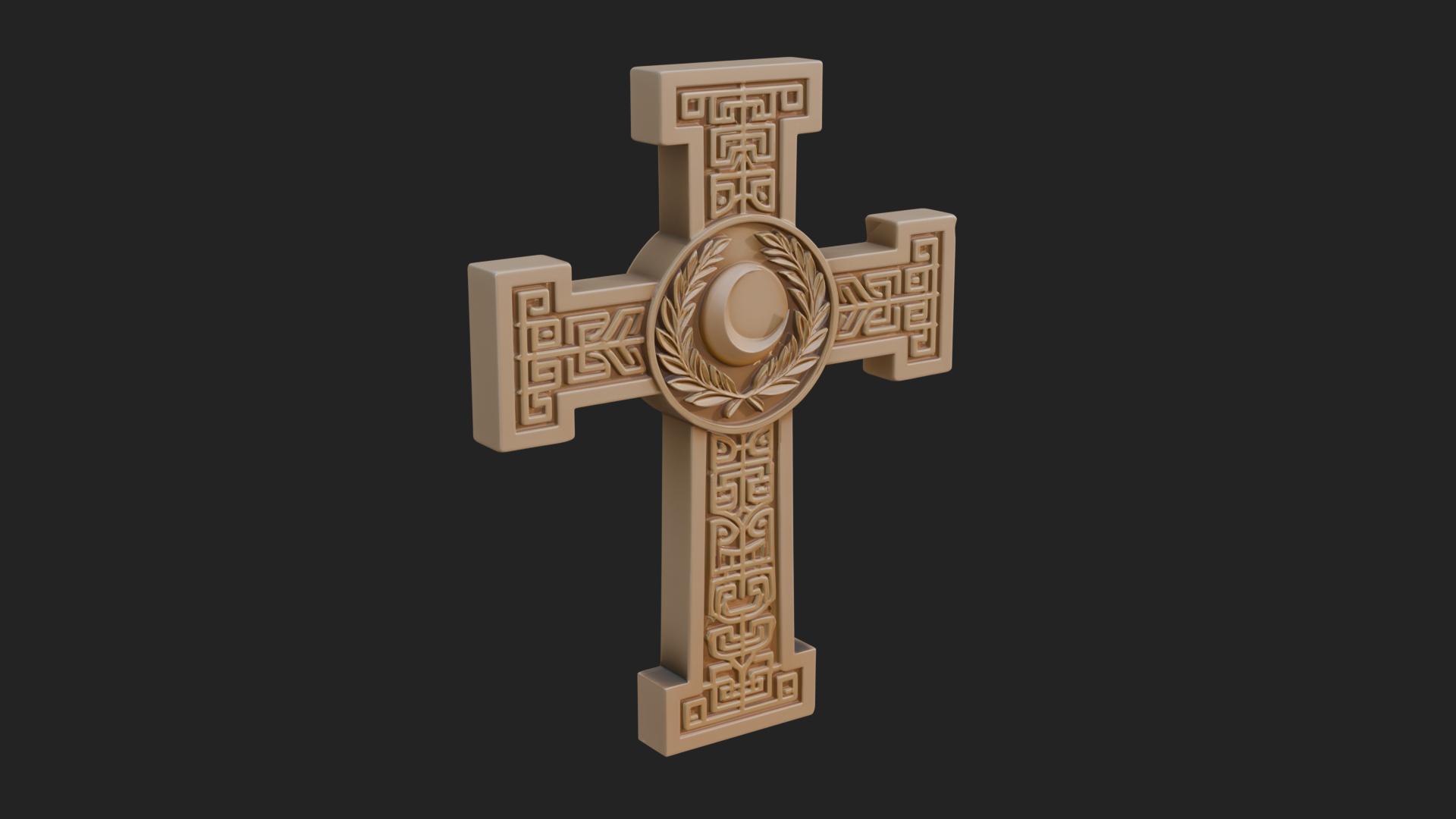 Carved Relief Wall Cross Design 360 3D Print Model 3D Model