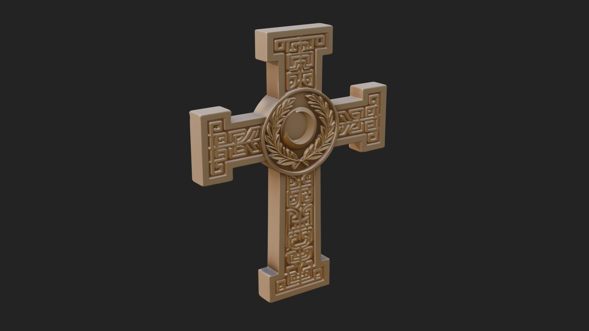 Carved Relief Wall Cross Design 360 3D Print Model 3D Model