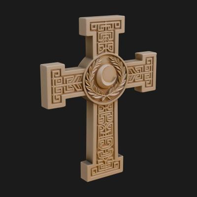 Carved Relief Wall Cross Design 360 3D Print Model