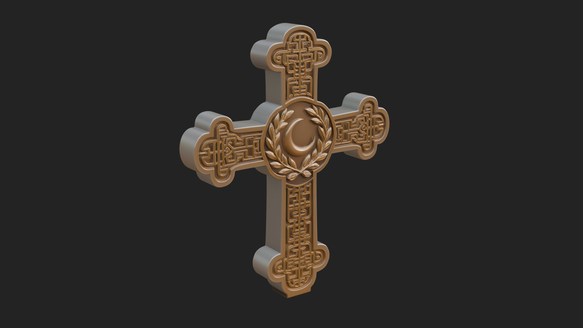 Carved Relief Wall Cross Design 366 3D Print Model 3D Model