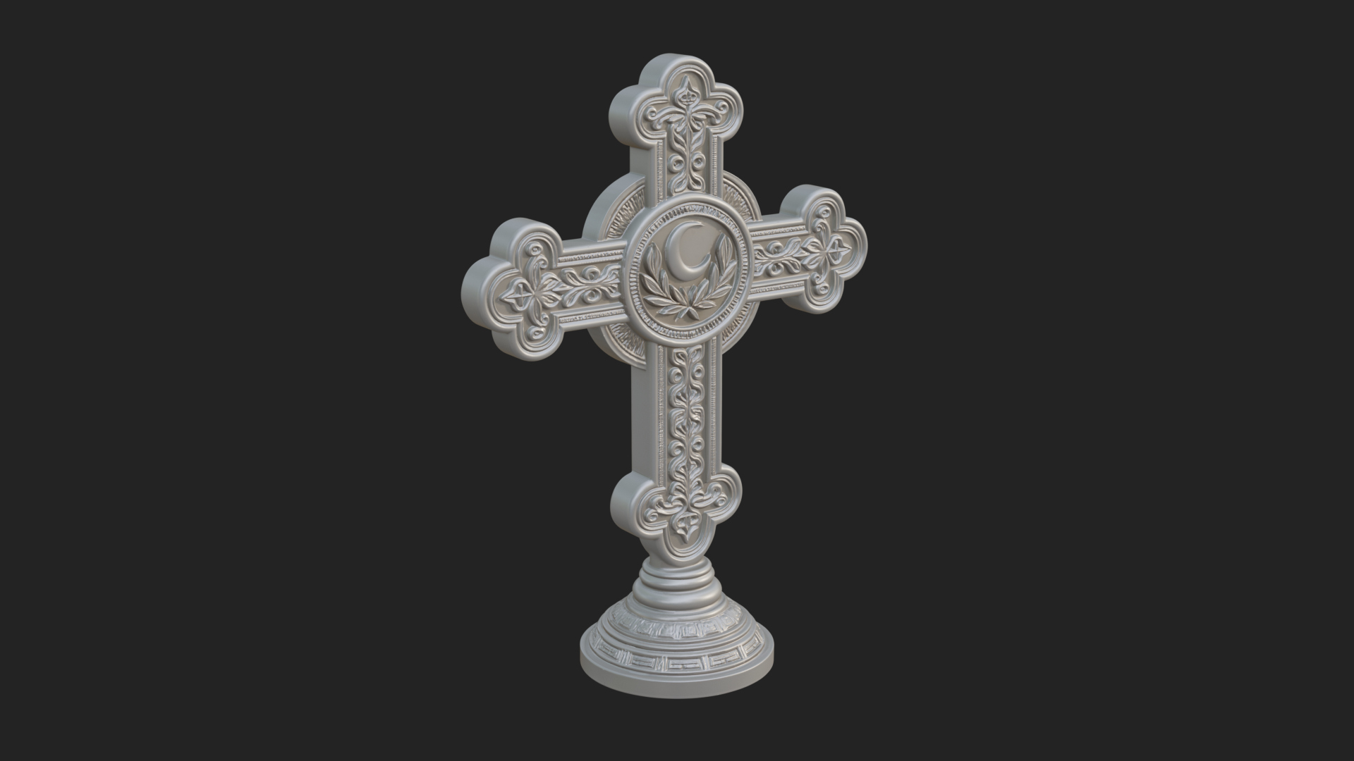 Carved Relief Wall Cross Design 37 3D Print Model 3D Model