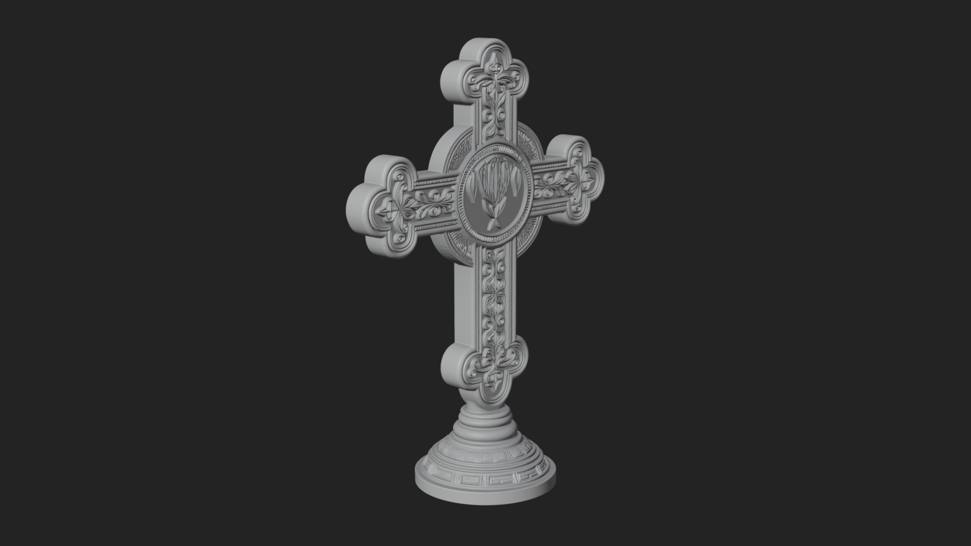 Carved Relief Wall Cross Design 37 3D Print Model 3D Model