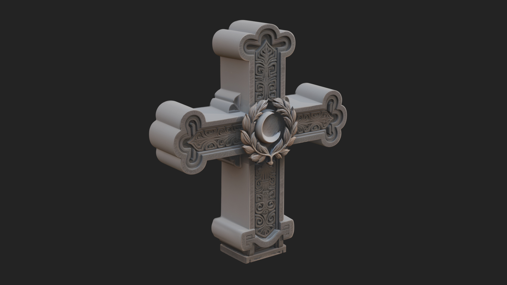Carved Relief Wall Cross Design 372 3D Print Model 3D Model