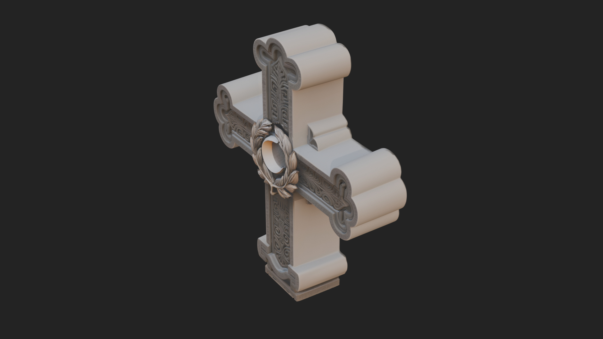 Carved Relief Wall Cross Design 372 3D Print Model 3D Model