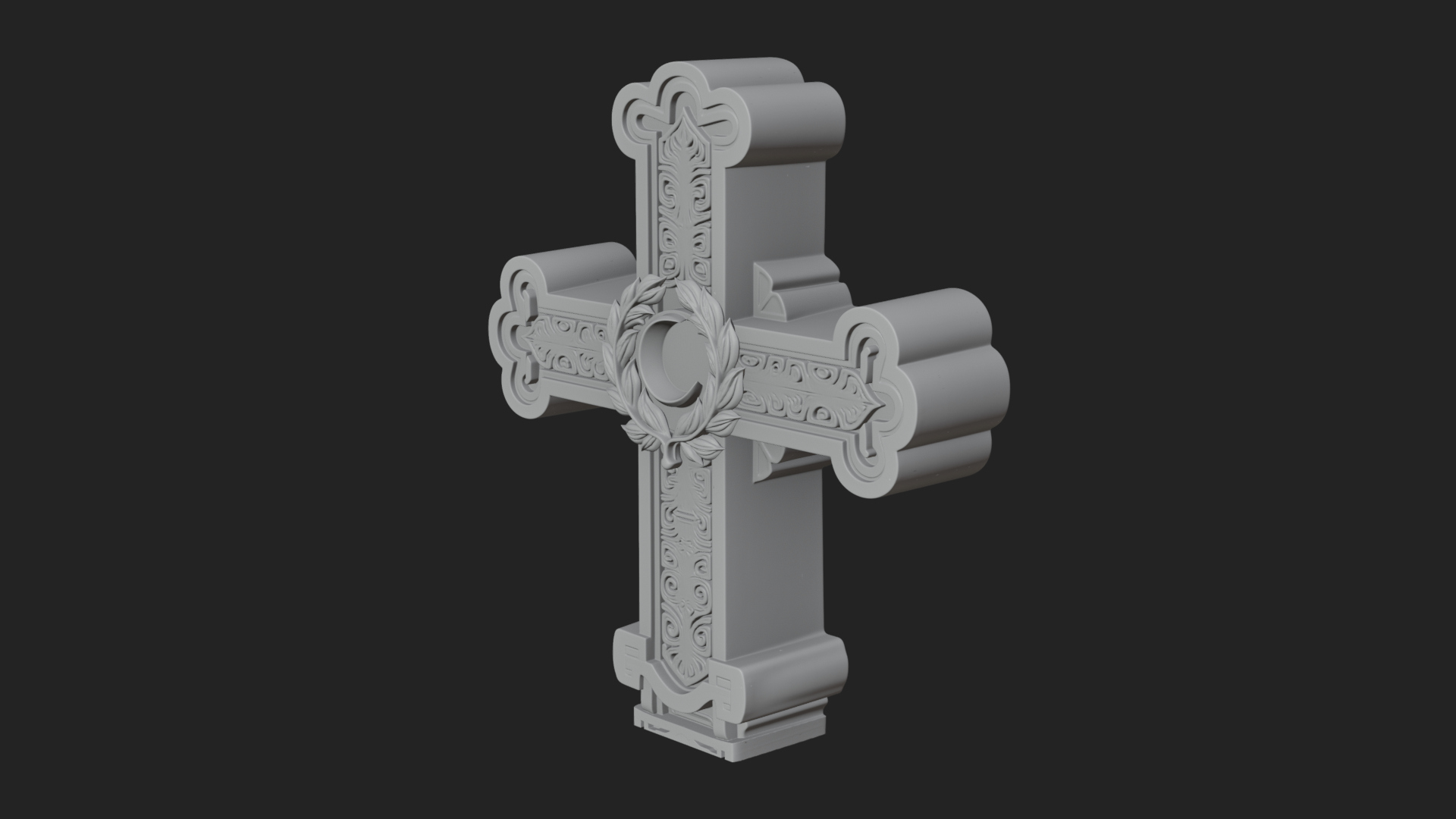 Carved Relief Wall Cross Design 372 3D Print Model 3D Model