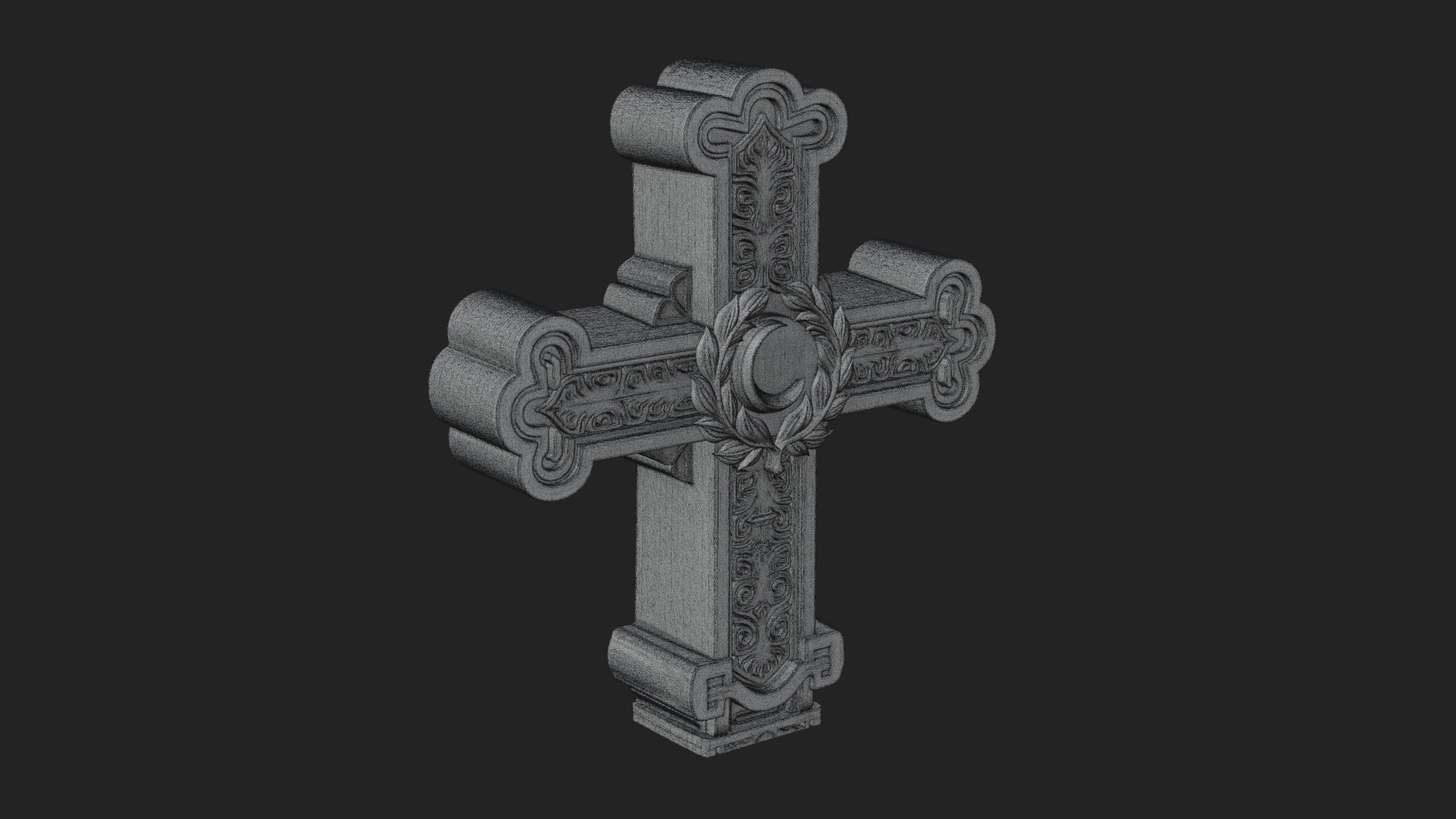 Carved Relief Wall Cross Design 372 3D Print Model 3D Model