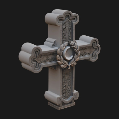 Carved Relief Wall Cross Design 372 3D Print Model