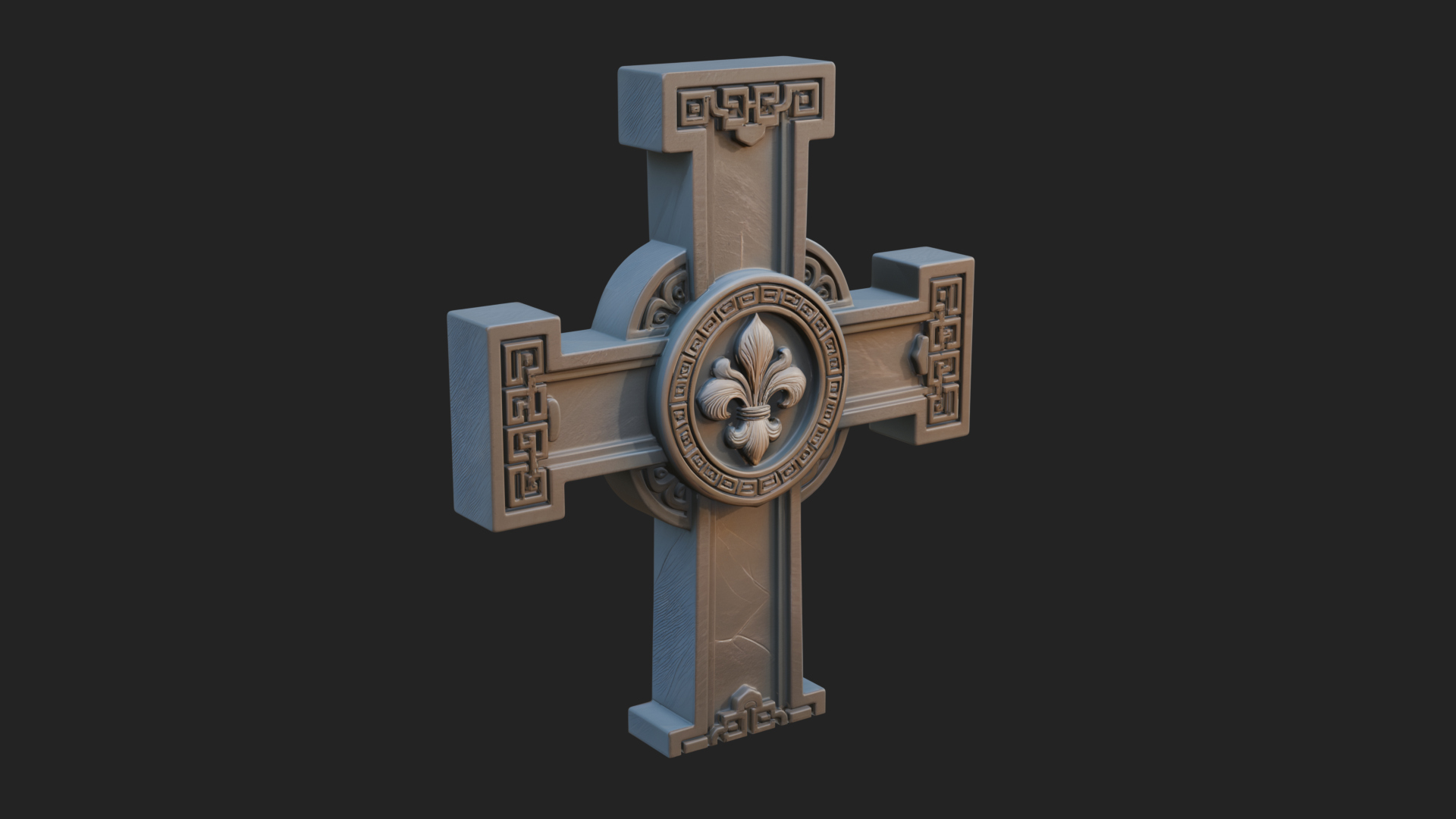 Carved Relief Wall Cross Design 373 3D Print Model 3D Model