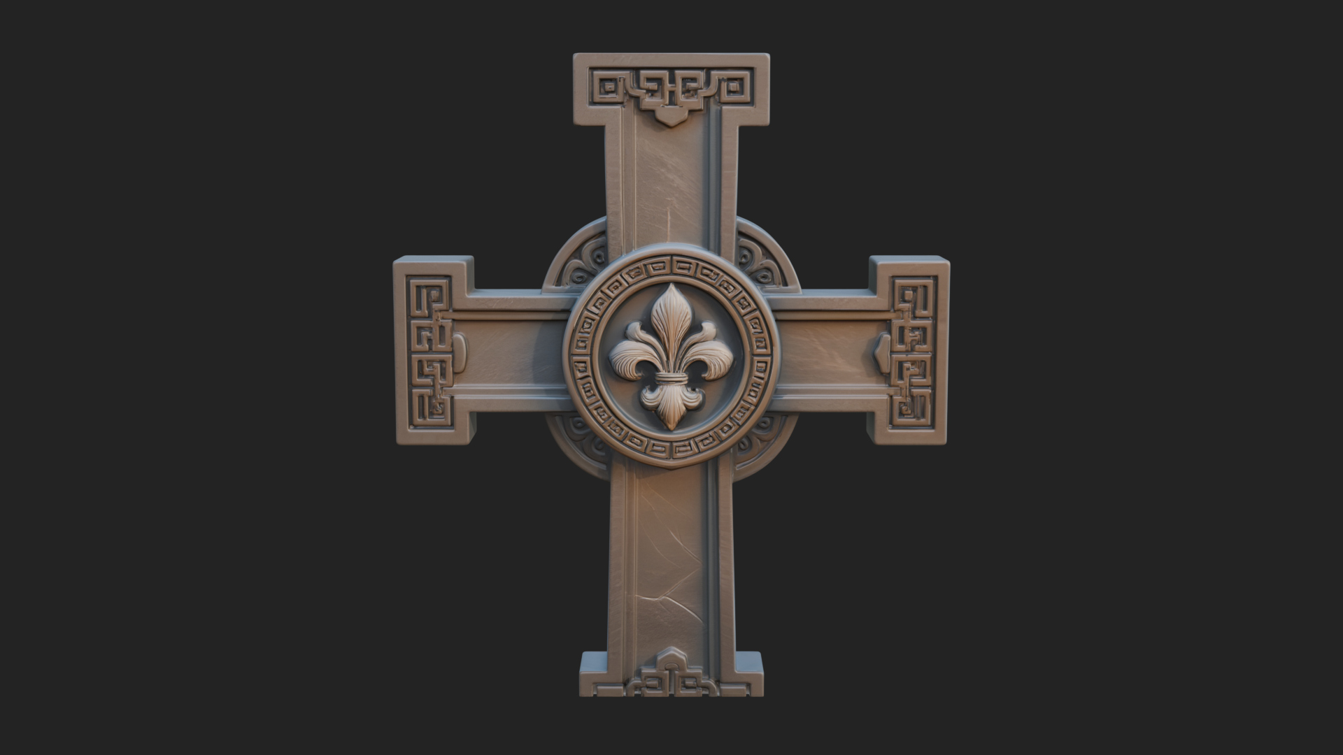Carved Relief Wall Cross Design 373 3D Print Model 3D Model
