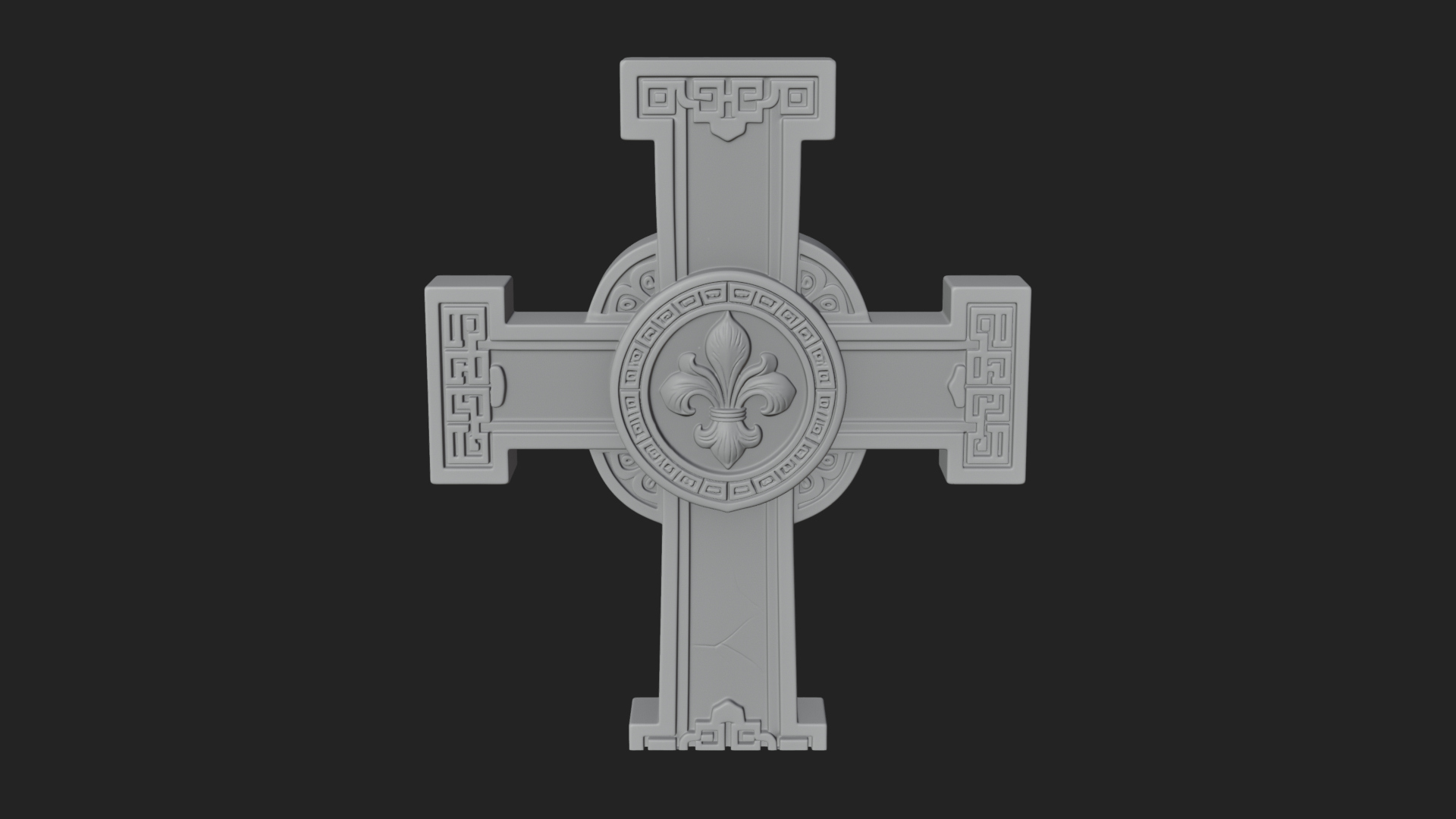 Carved Relief Wall Cross Design 373 3D Print Model 3D Model