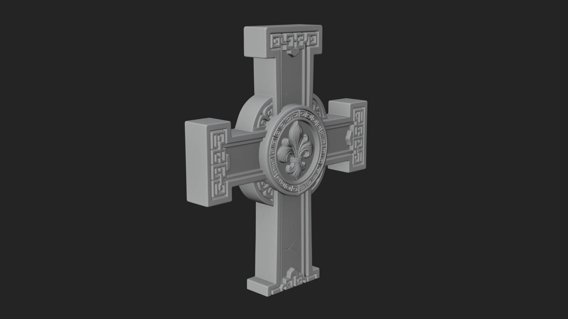 Carved Relief Wall Cross Design 373 3D Print Model 3D Model