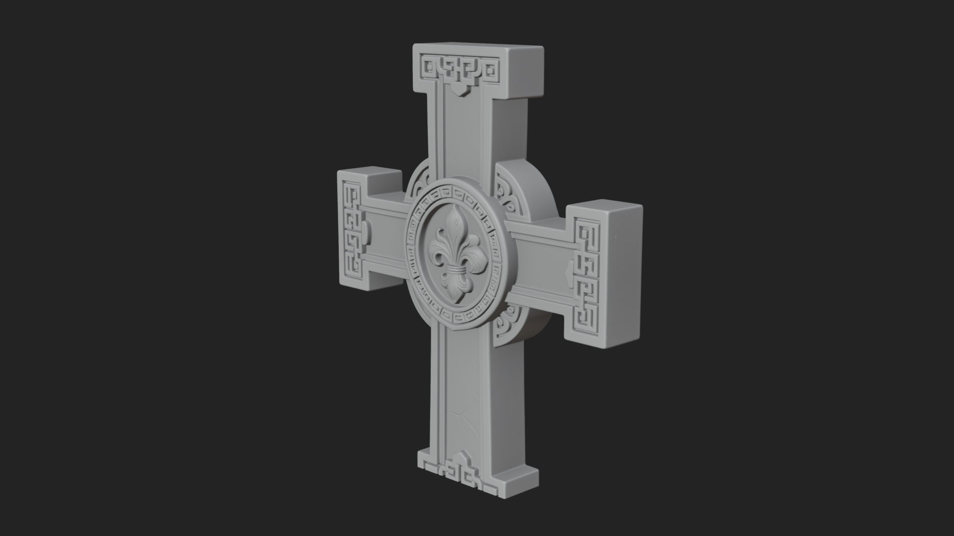Carved Relief Wall Cross Design 373 3D Print Model 3D Model