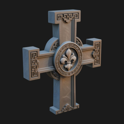Carved Relief Wall Cross Design 373 3D Print Model