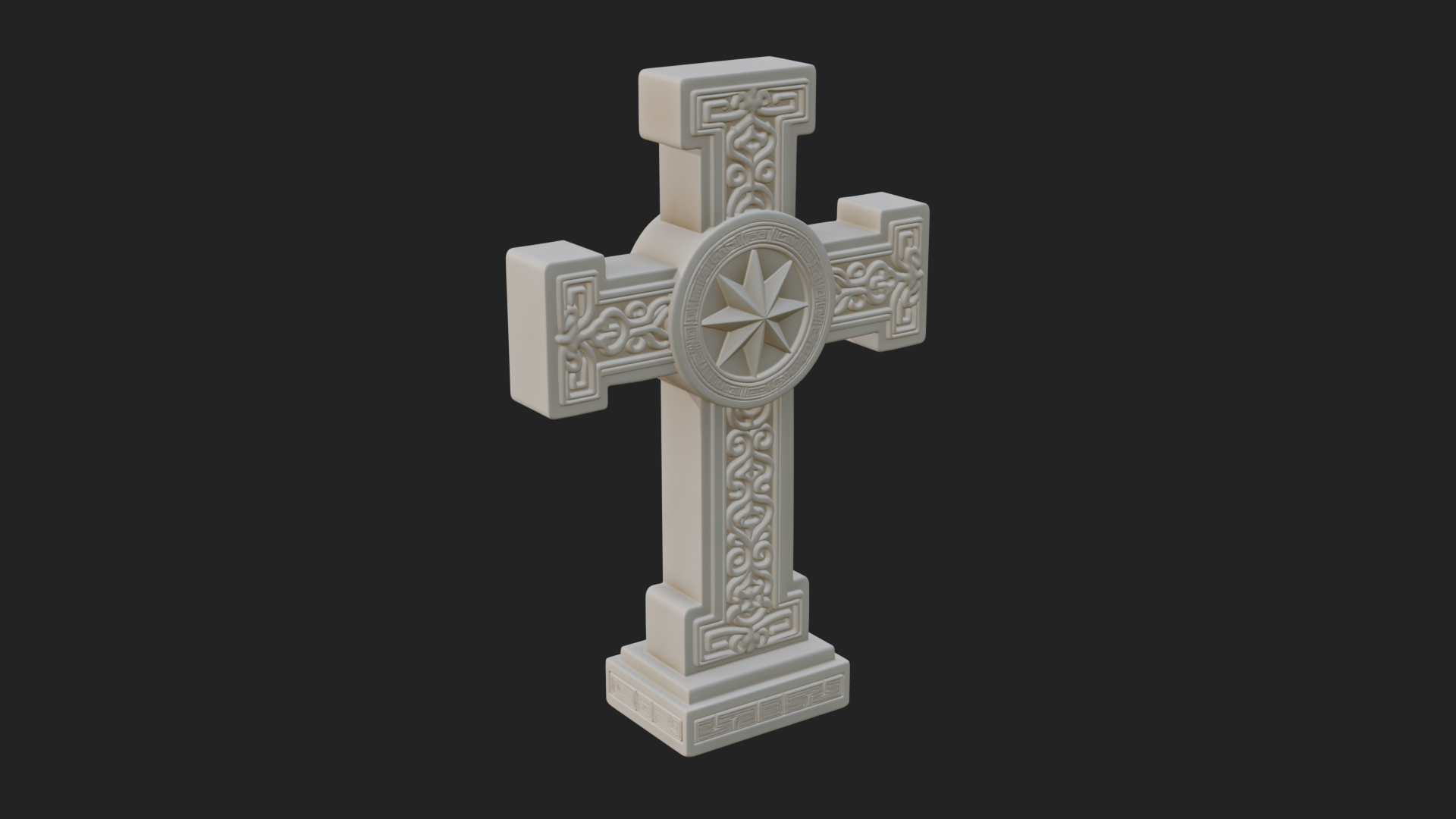 Carved Relief Wall Cross Design 374 3D Print Model 3D Model