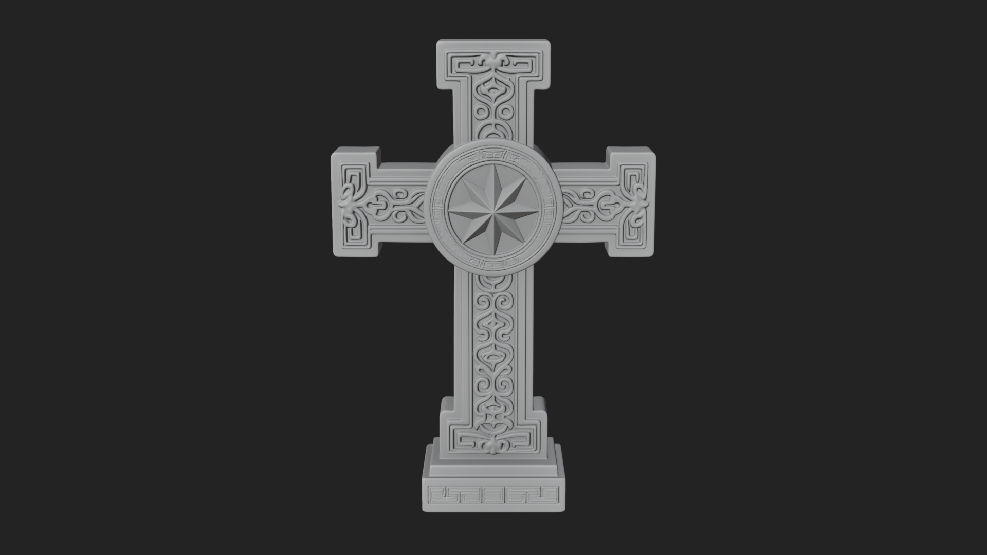Carved Relief Wall Cross Design 374 3D Print Model 3D Model