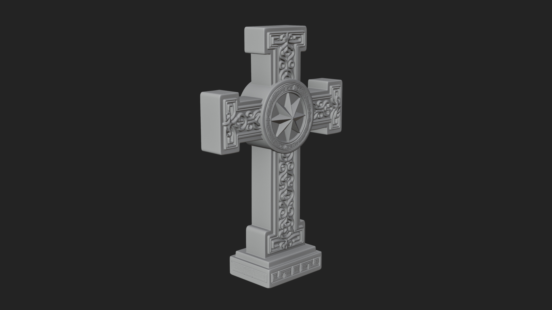 Carved Relief Wall Cross Design 374 3D Print Model 3D Model