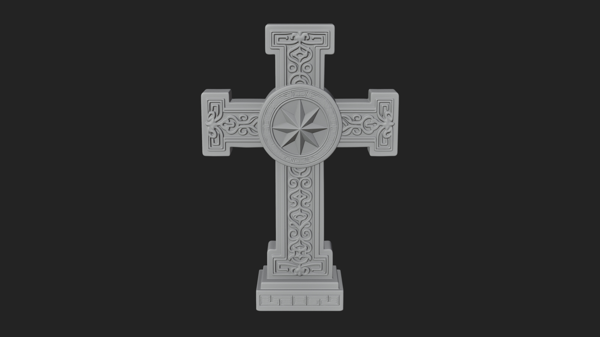 Carved Relief Wall Cross Design 374 3D Print Model 3D Model