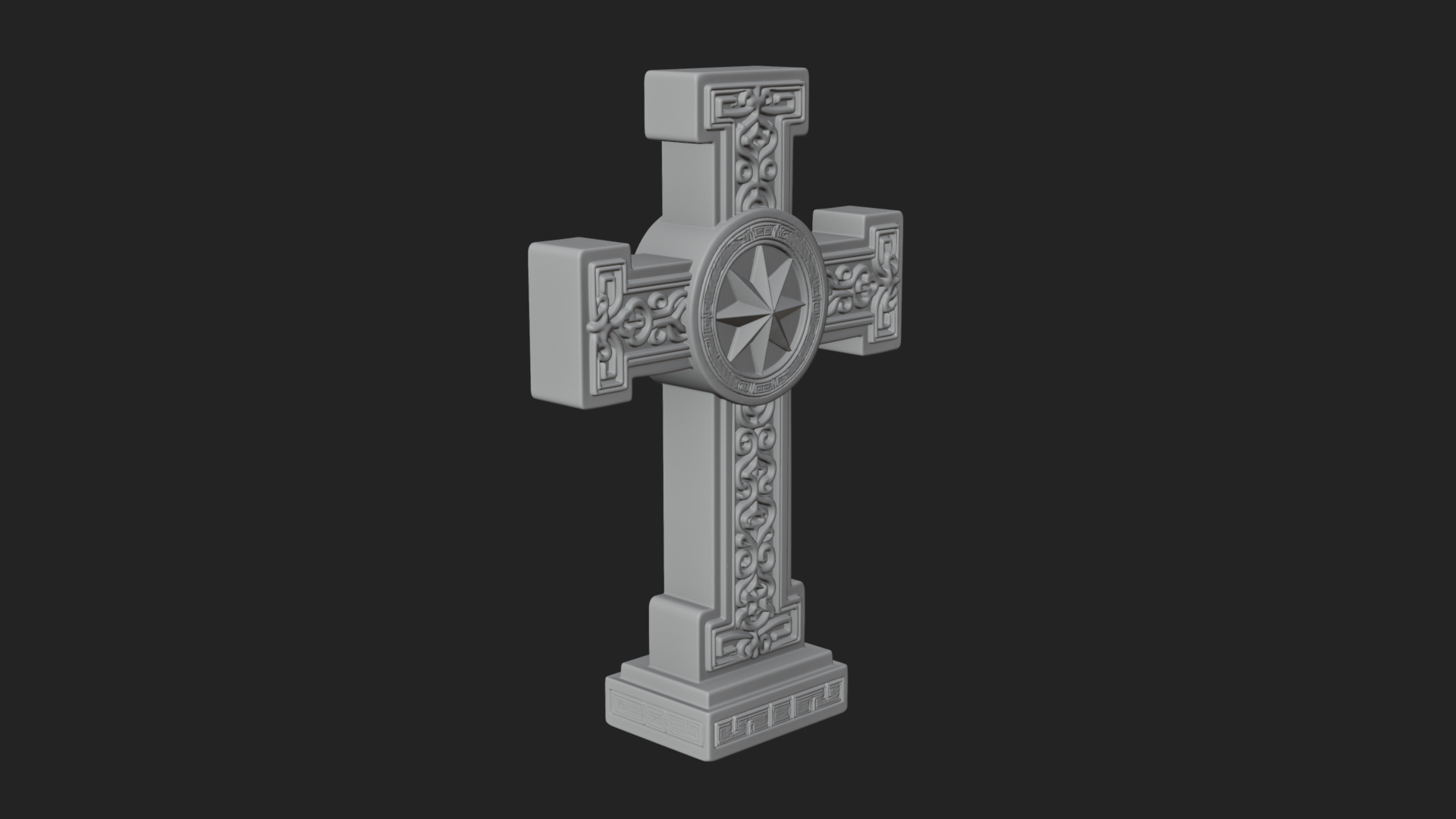 Carved Relief Wall Cross Design 374 3D Print Model 3D Model