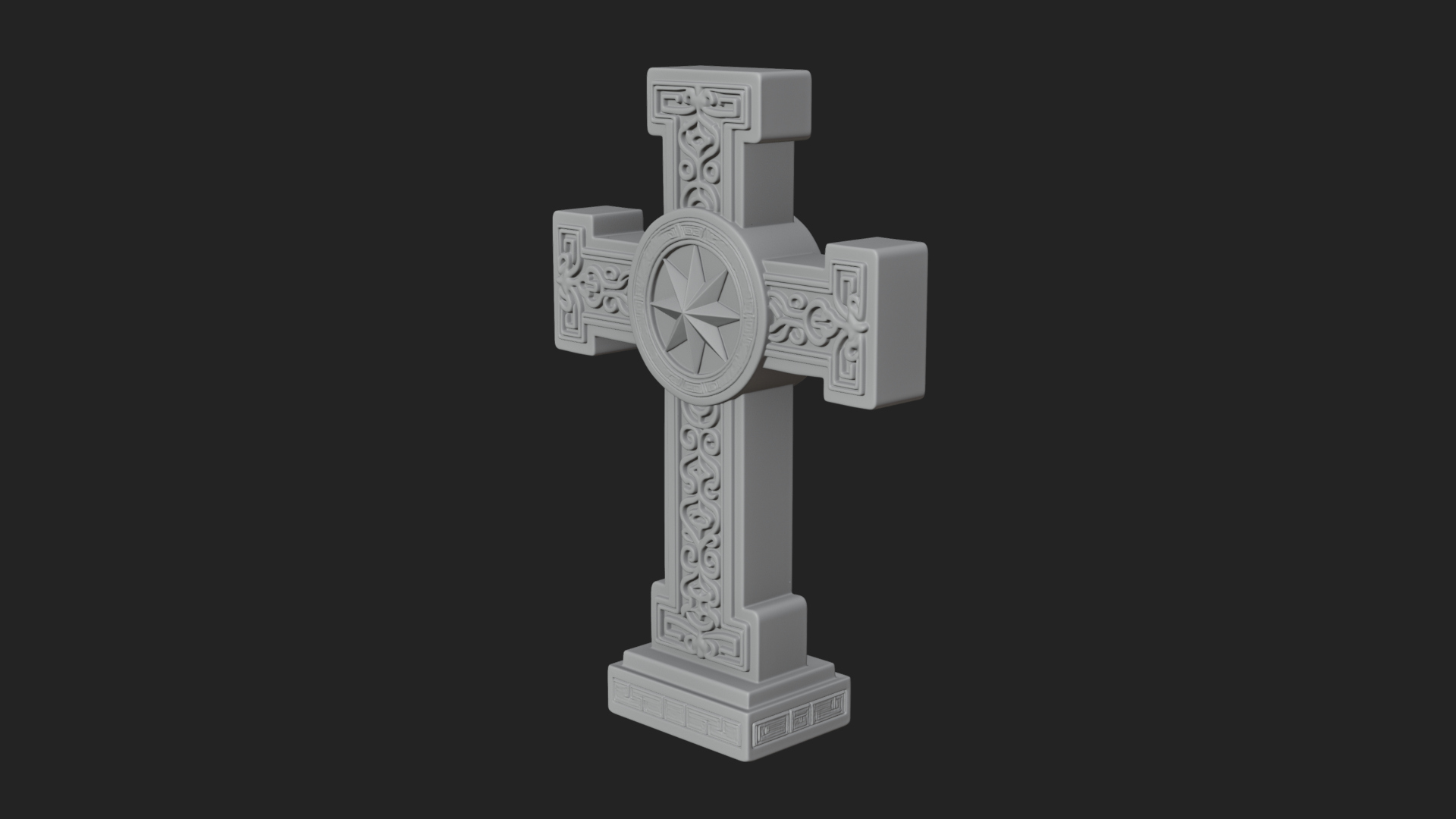 Carved Relief Wall Cross Design 374 3D Print Model 3D Model