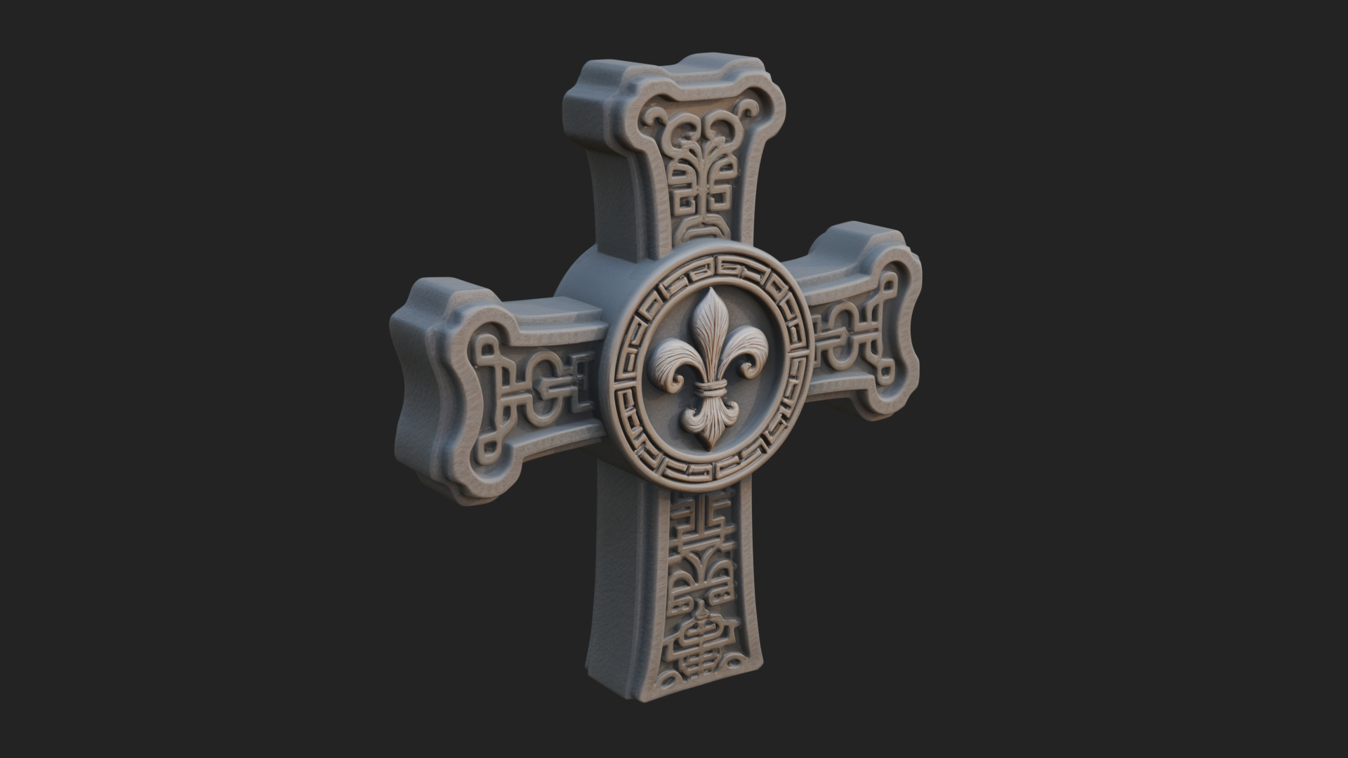 Carved Relief Wall Cross Design 376 3D Print Model 3D Model