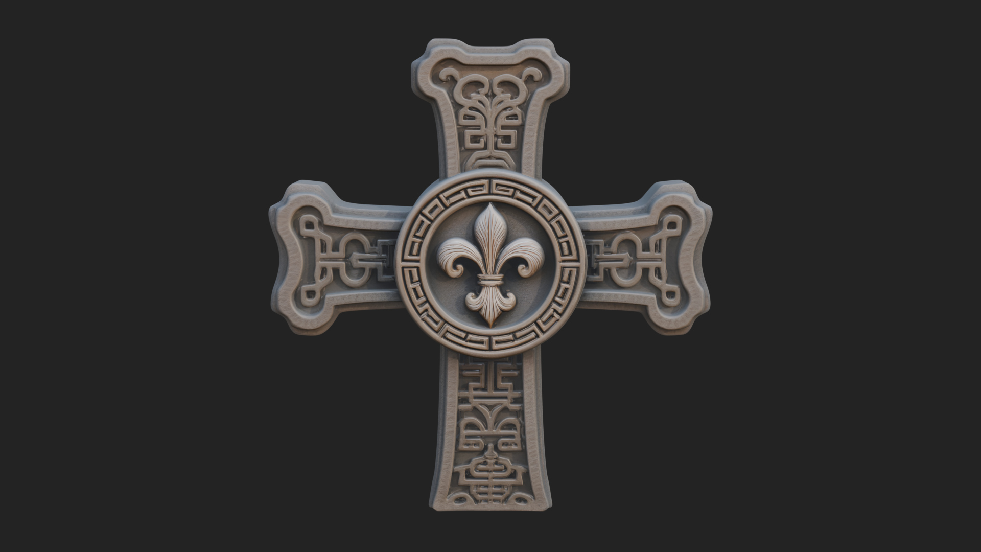 Carved Relief Wall Cross Design 376 3D Print Model 3D Model