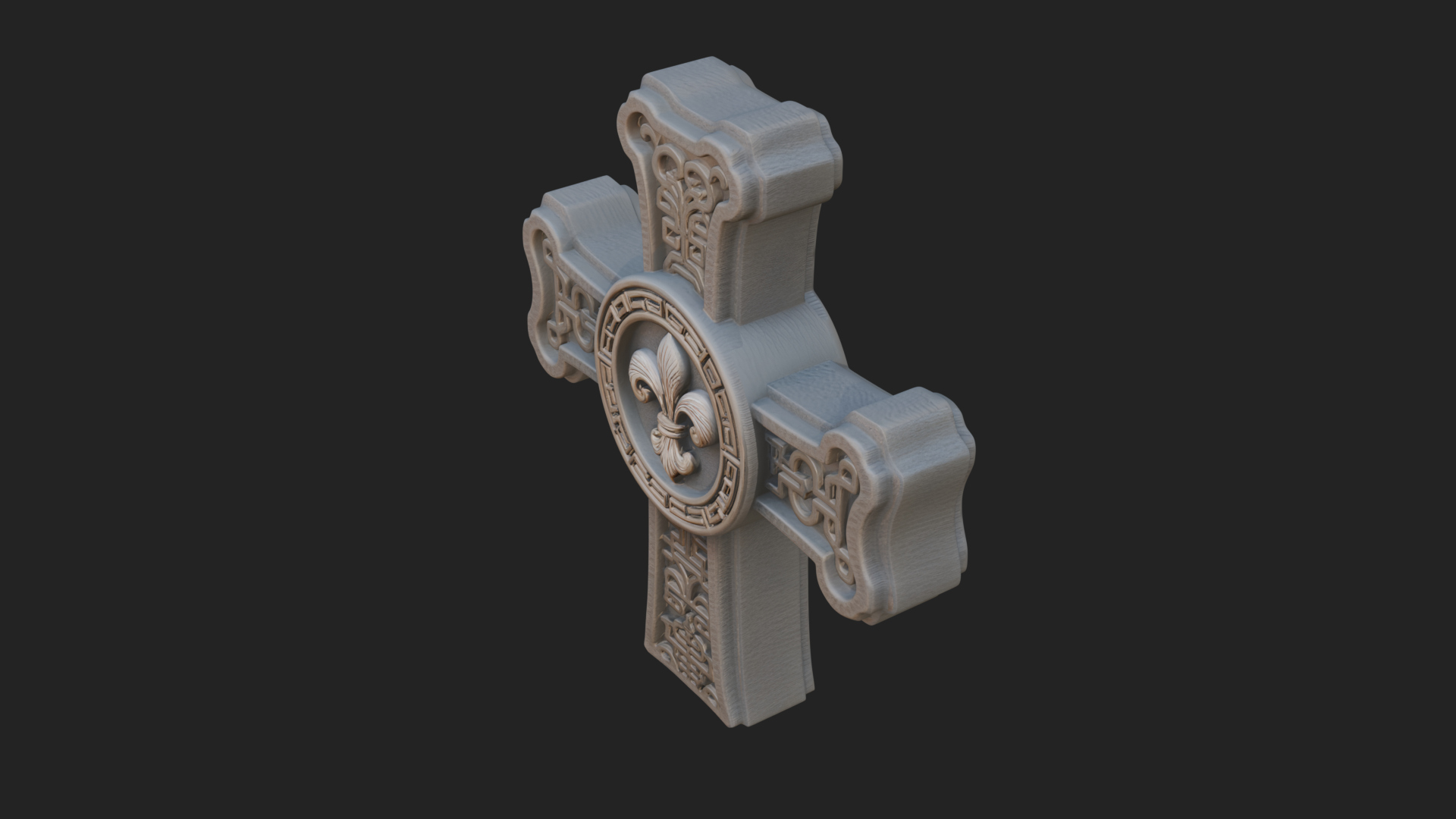 Carved Relief Wall Cross Design 376 3D Print Model 3D Model