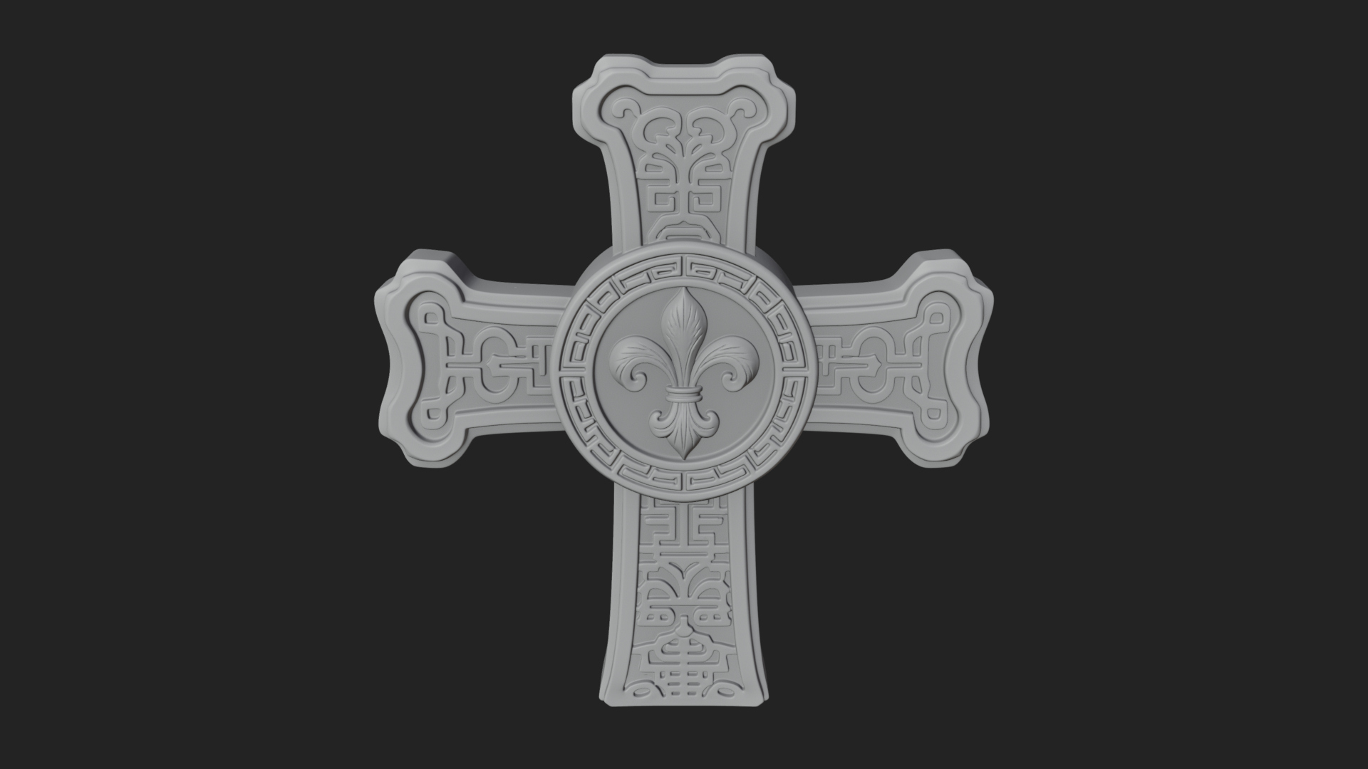 Carved Relief Wall Cross Design 376 3D Print Model 3D Model