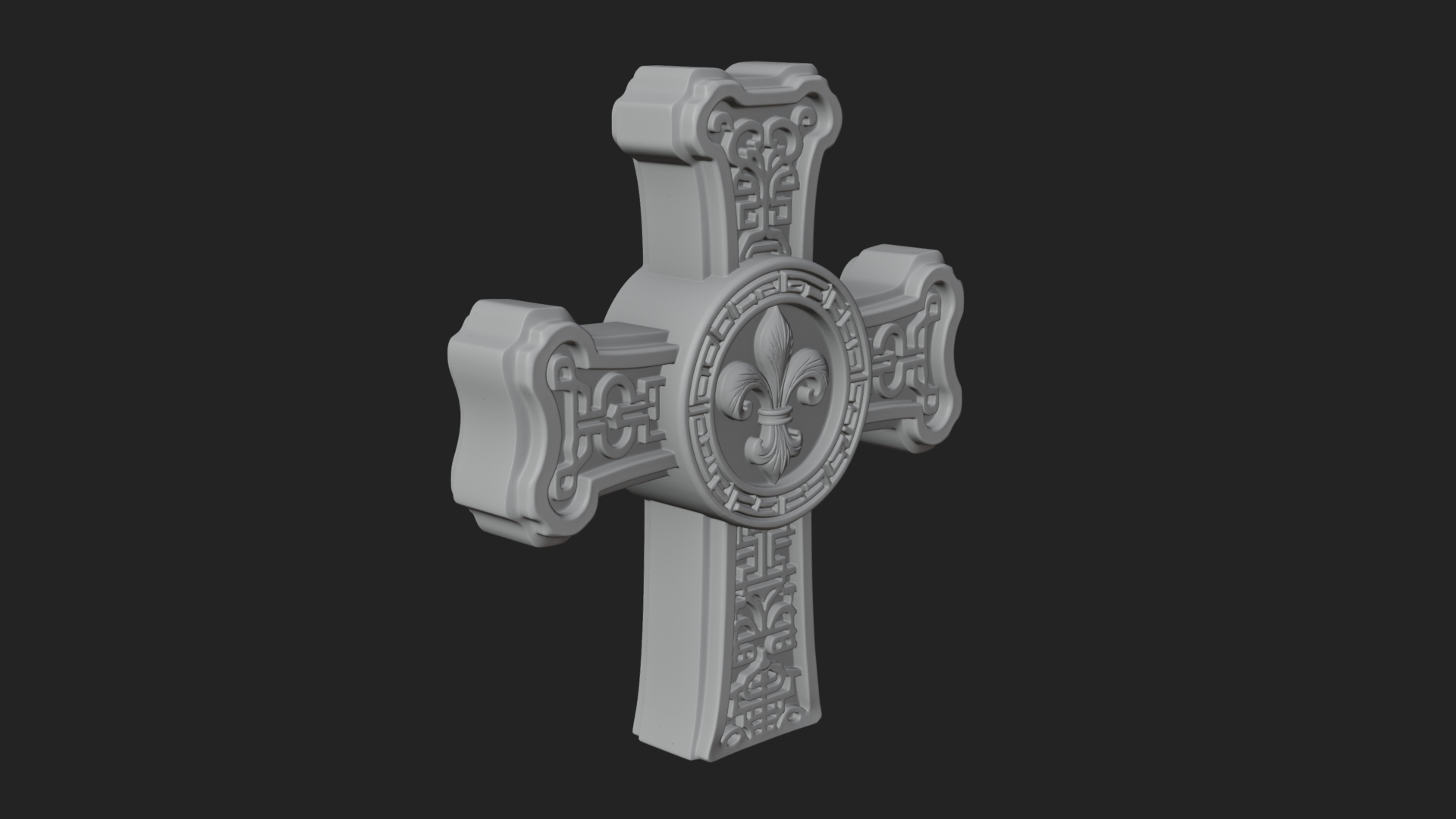 Carved Relief Wall Cross Design 376 3D Print Model 3D Model