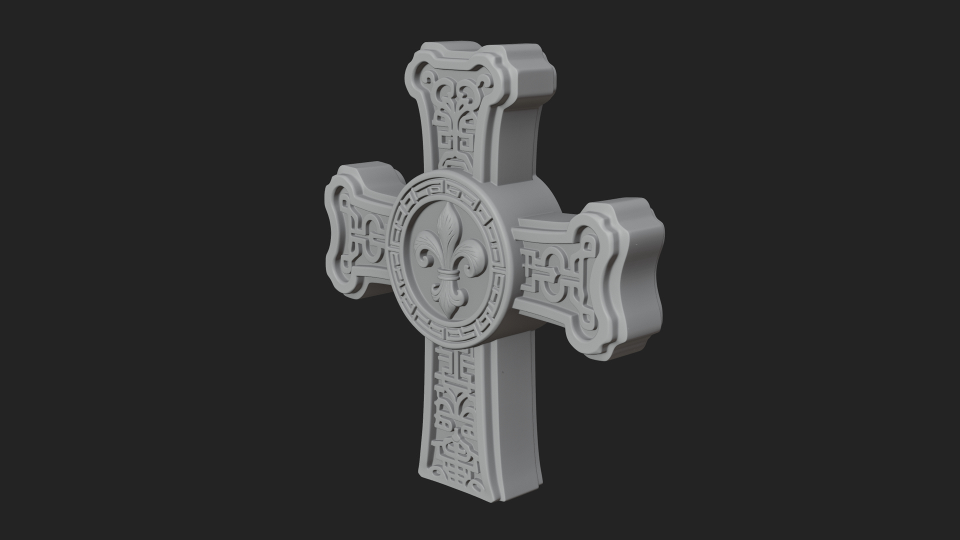 Carved Relief Wall Cross Design 376 3D Print Model 3D Model