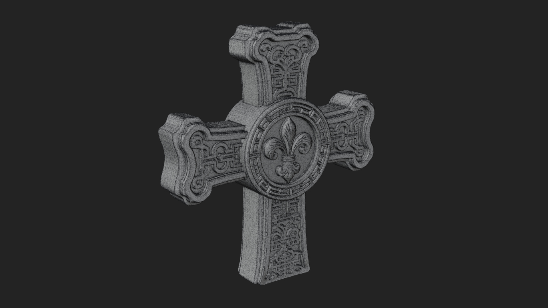 Carved Relief Wall Cross Design 376 3D Print Model 3D Model