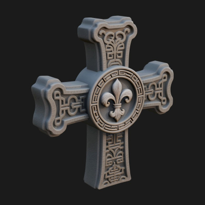Carved Relief Wall Cross Design 376 3D Print Model