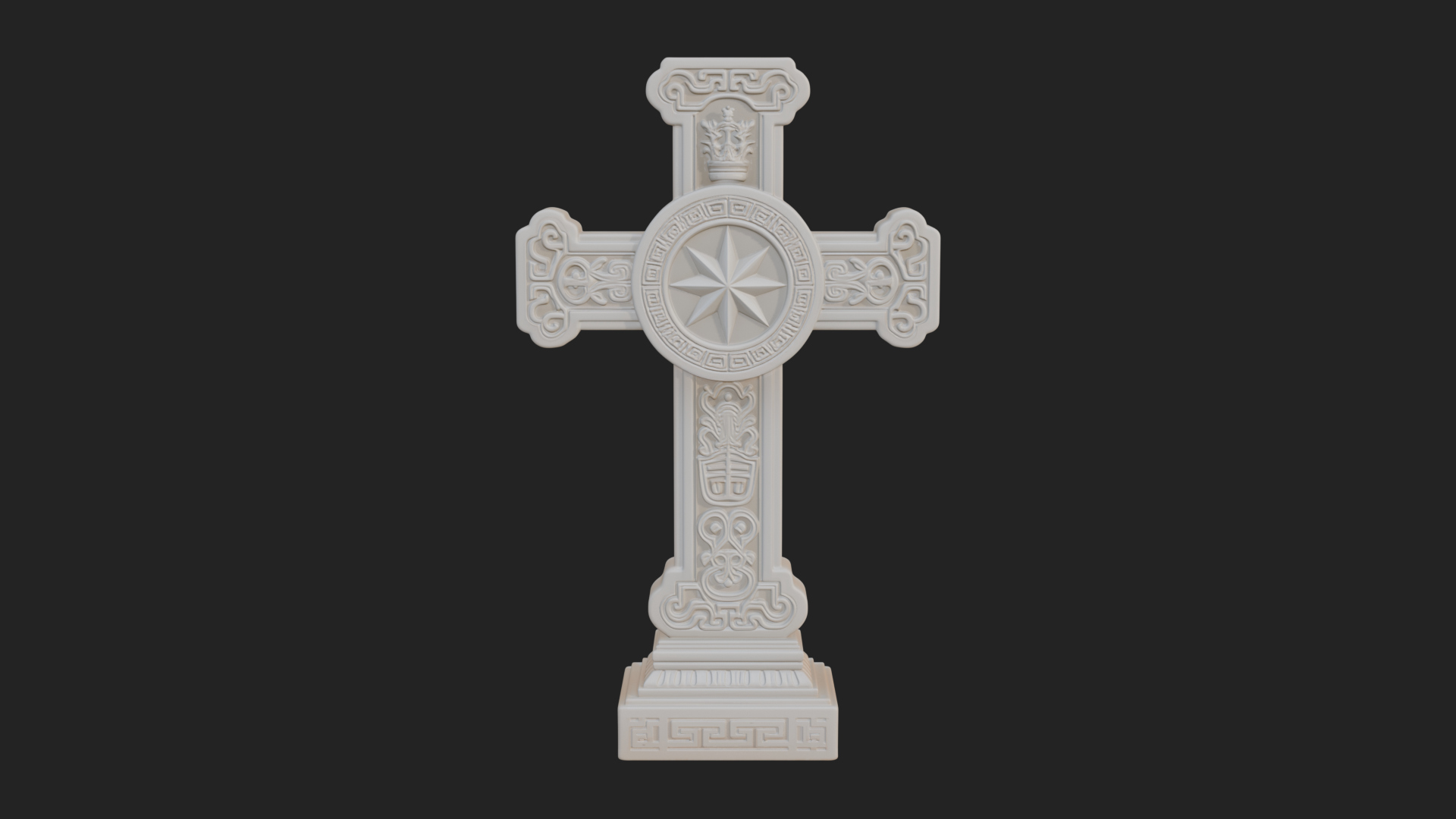 Carved Relief Wall Cross Design 377 3D Print Model 3D Model