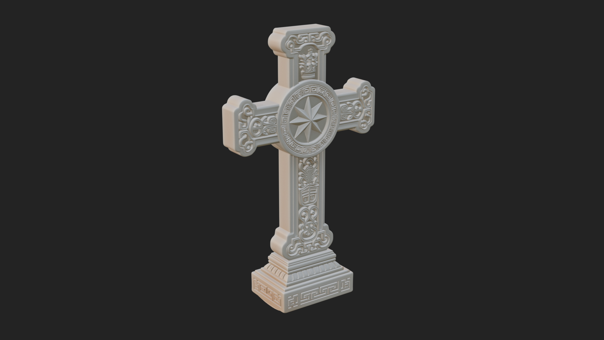 Carved Relief Wall Cross Design 377 3D Print Model 3D Model