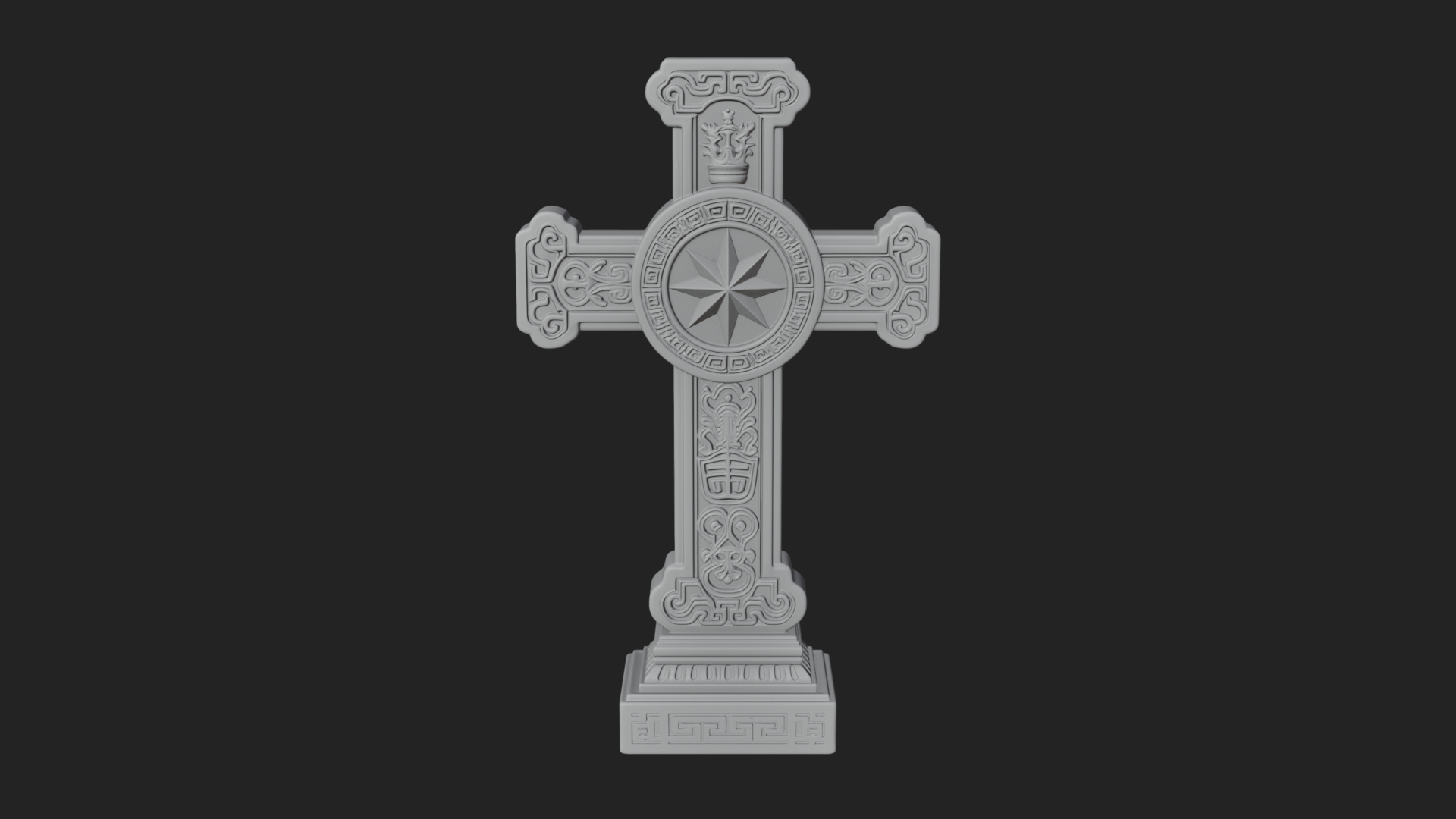 Carved Relief Wall Cross Design 377 3D Print Model 3D Model