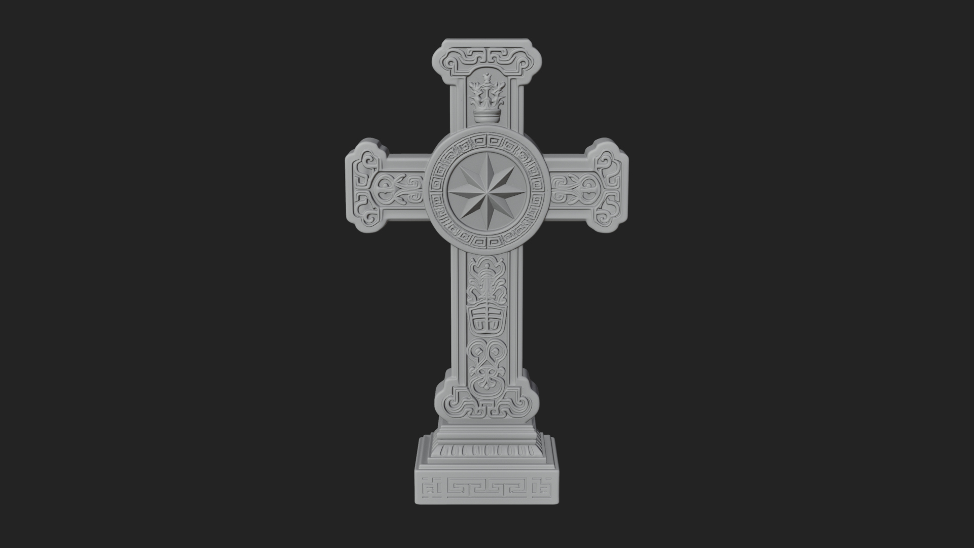 Carved Relief Wall Cross Design 377 3D Print Model 3D Model