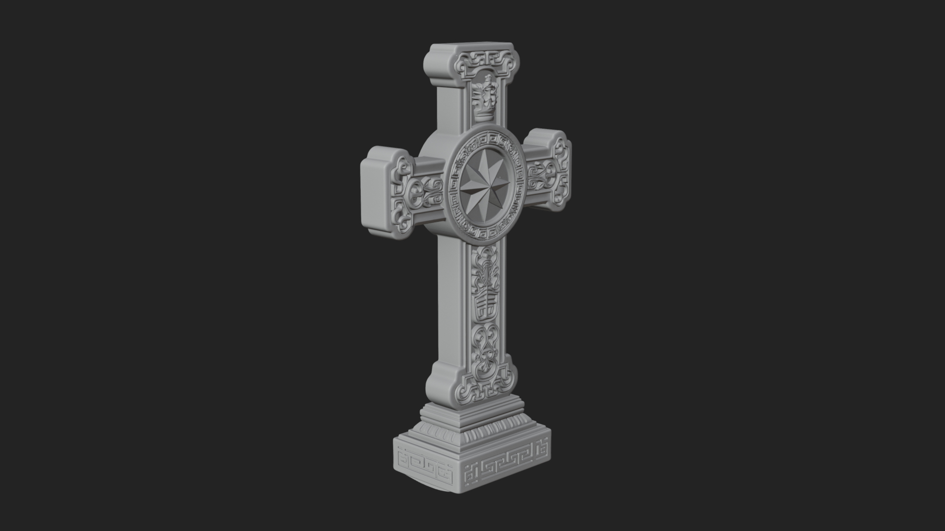 Carved Relief Wall Cross Design 377 3D Print Model 3D Model